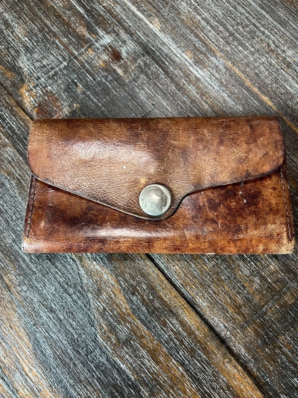 Vintage Nickel Indian Head Leather Belt and Wallet.